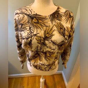 Cache Italian angora, wool floral sweater, size S